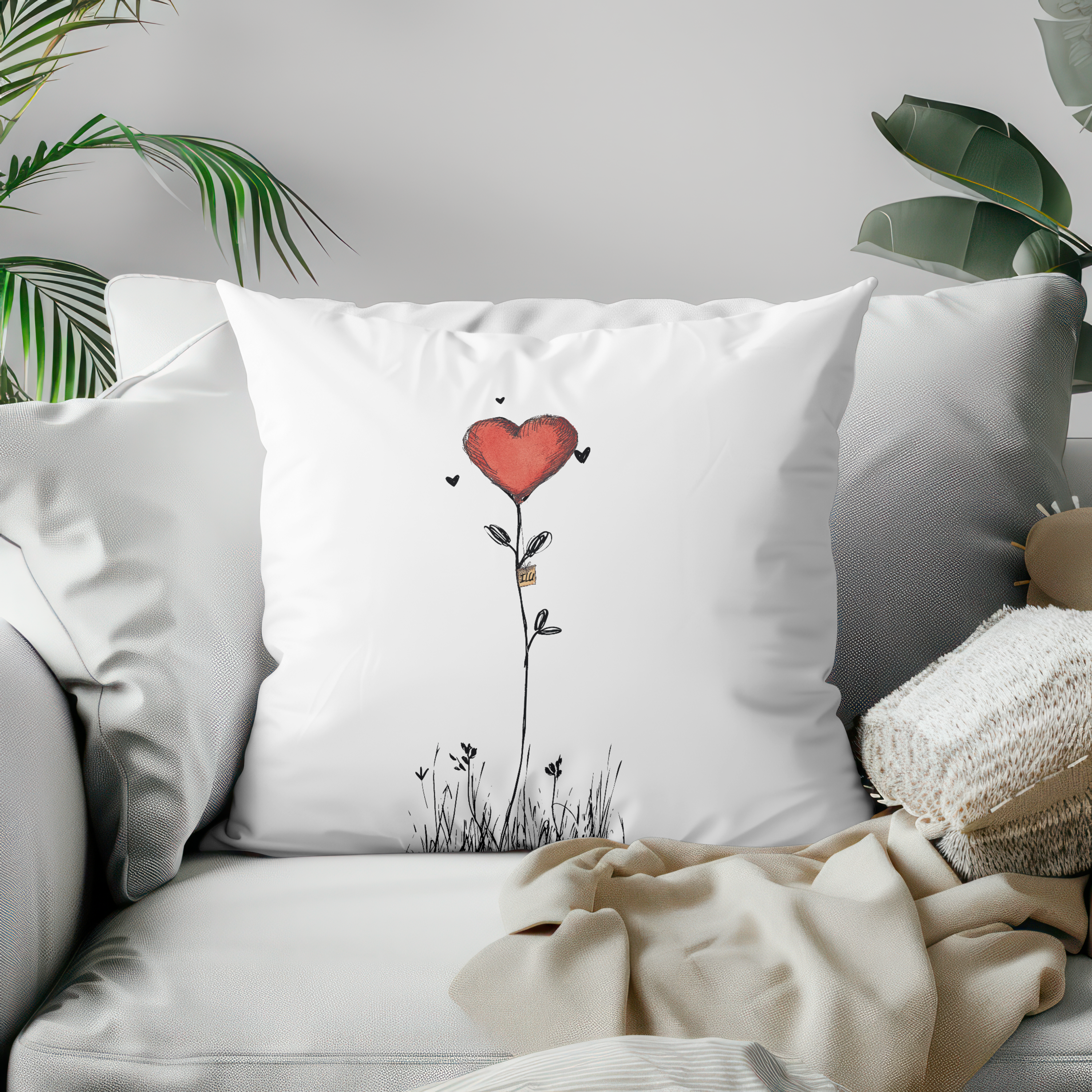 Das „Herzblume & Liebesbrief“ Kuschelkissen – Romantik zum Festhalten