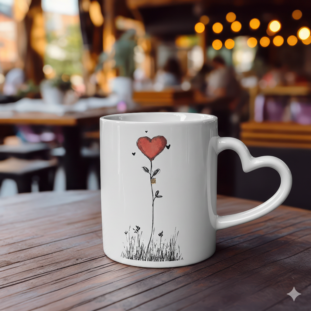 Die "Herzblume" Herzhenkel-Tasse – Liebe zum Aufblühen
